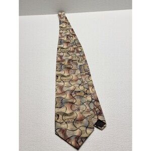 CC. Hughes Men's Neck Tie  Tan  Geometric Print Modern 100% Silk